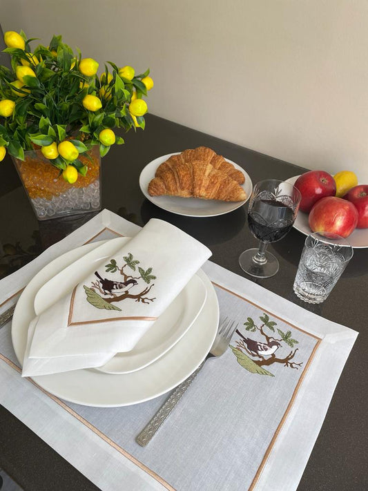 Placemats - Napkins -Duble Set (Bird Collection)