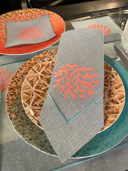 Placemat - Napkin -Duble Set (Coral- Marin- Collection)